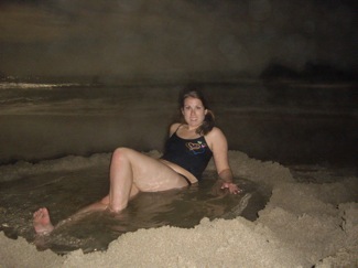 Kenna sitting in the hotpool that we made at midnight!