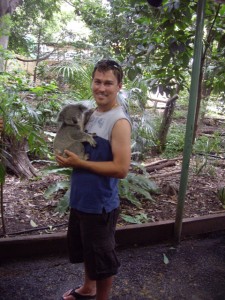 Scott holding a koala