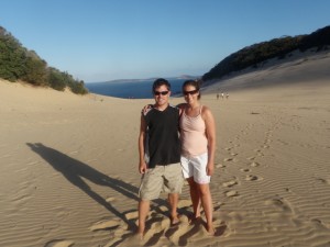 Standing in the sand blow in Rainbow Beach