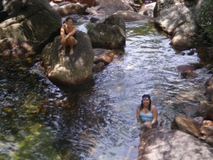 Kenna and Thisbe in a swimming hole in Kakadu