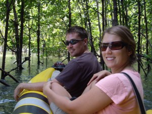 Us on the sea kayak in the mangroves...SMA-WILE!