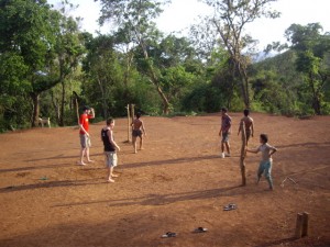 Scott playing Takraw with the local kids