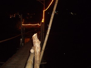 We crossed the river beside Luang Prabang on this rickety bamboo bridge